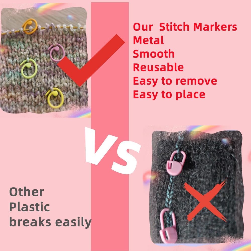 Hilsayum 30PCS Metal Stitch Markers Helical-Shaped Crochet Markers Ring Multicolor Crochet Locking Markers for Knitting and Crocheting (Multicolor)