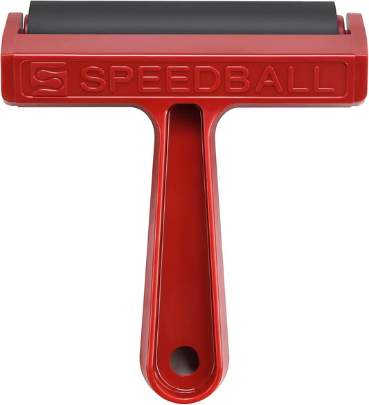 Speedball 4-Inch Hard Rubber Brayer - Pop-in Roller for Block Printing, Printmaking, and Ink Applications