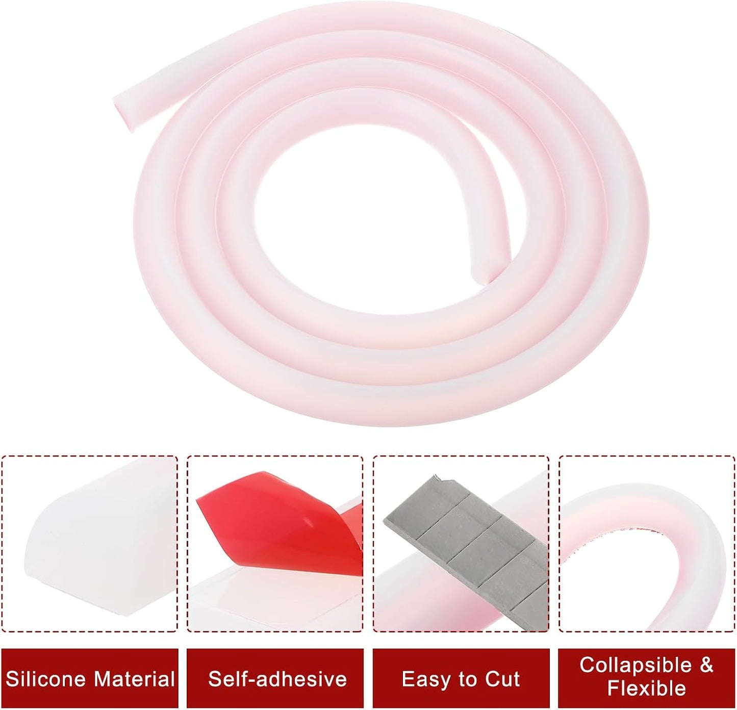 uxcell Flexible Molding Trim, 79 Inch Flexible Quarter Round Molding Silicone Peel and Stick Trim Self Adhesive Shower Water Barrier for Corner Decor Bathroom Kitchen, Transparent