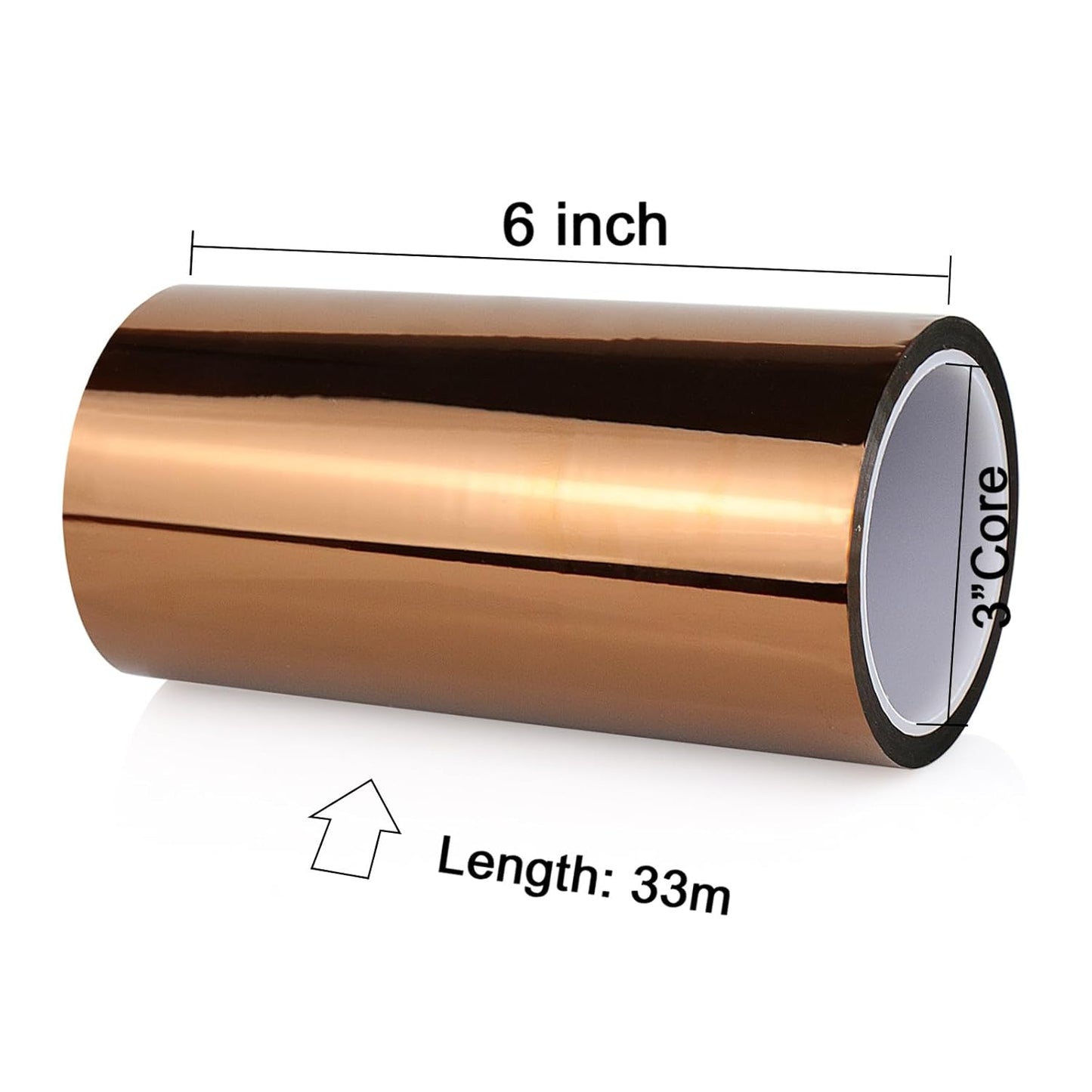 BOMEI PACK Polyimide Tape, 1 Pack High-Temperature Resistant Tape 8inch x 33m(108ft), No Residue Heat-Resistant Tape for Electric Task, 3D Printing, Soldering, Sublimation, Masking Sealer Machine