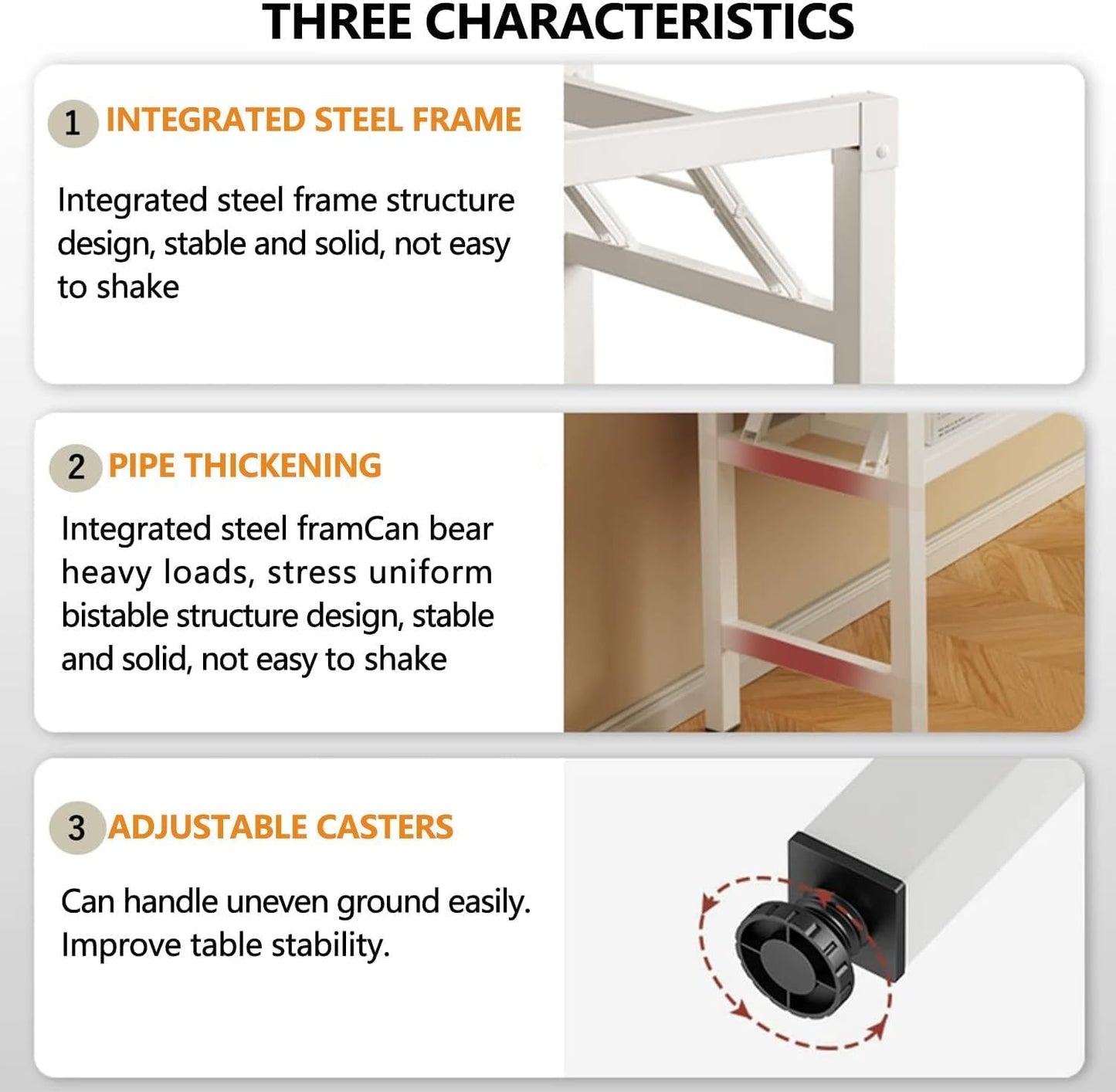 39.4 Inch Foldable Desks for Small Spaces,Foldable Desk No Assembly,Small Table for Bedroom,White.