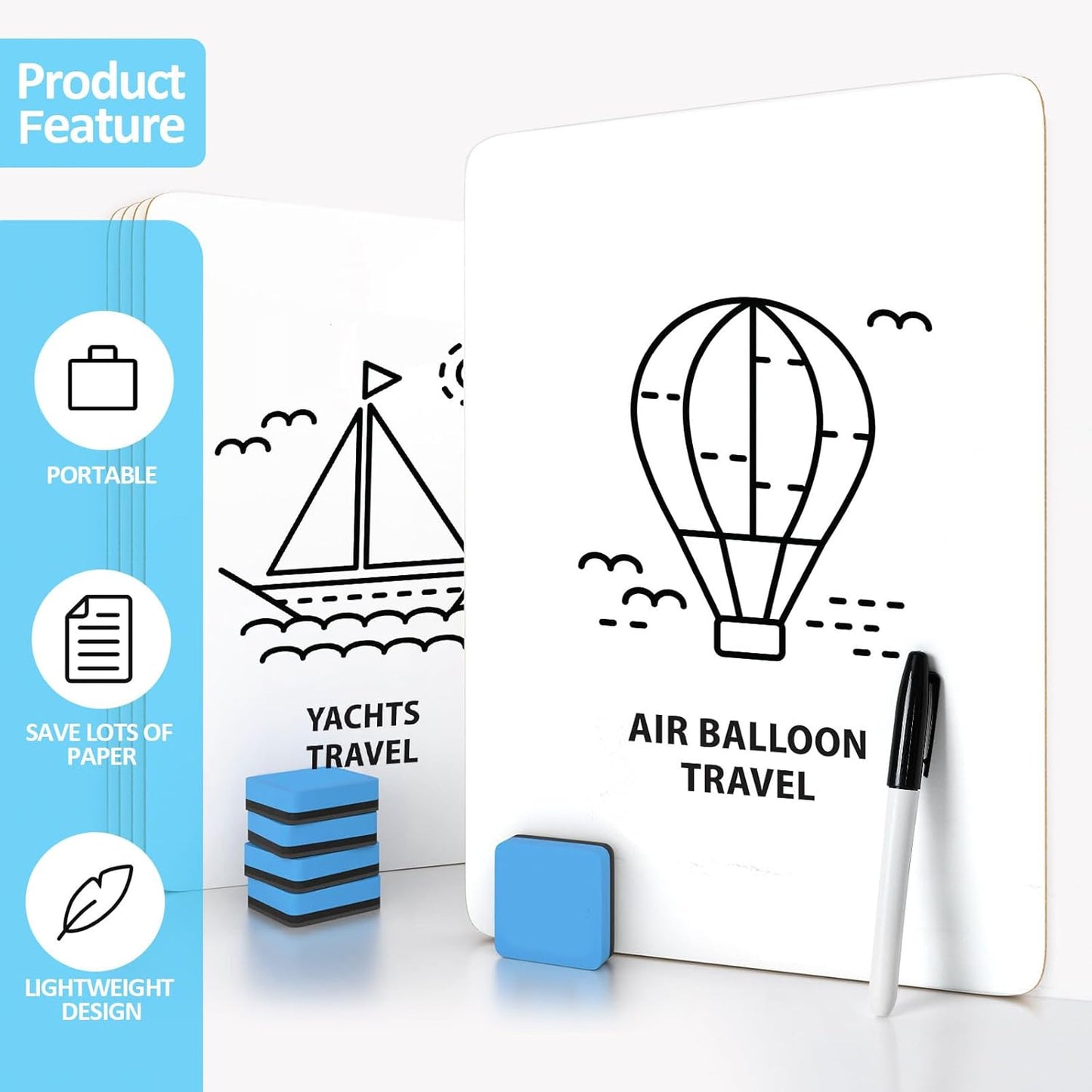 Dry Erase LapBoards, PANDRI 16 Pack Double Sided 12.5 x 9 Inch Whiteboards with 16 Erasers and 16 Markers, Dry Erase Boards for Students Classroom Teacher Supplies