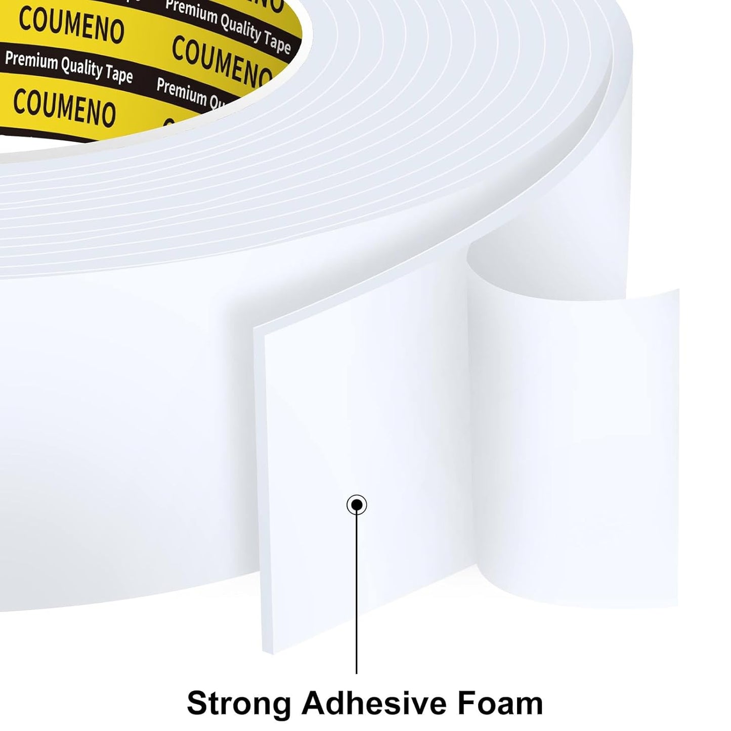 2Pack 2inX16.4FT Double Sided Foam Strip, EVA Foam Tape, Double Sided Sponge Adhesive Mounting Tape for Home Office Decor White