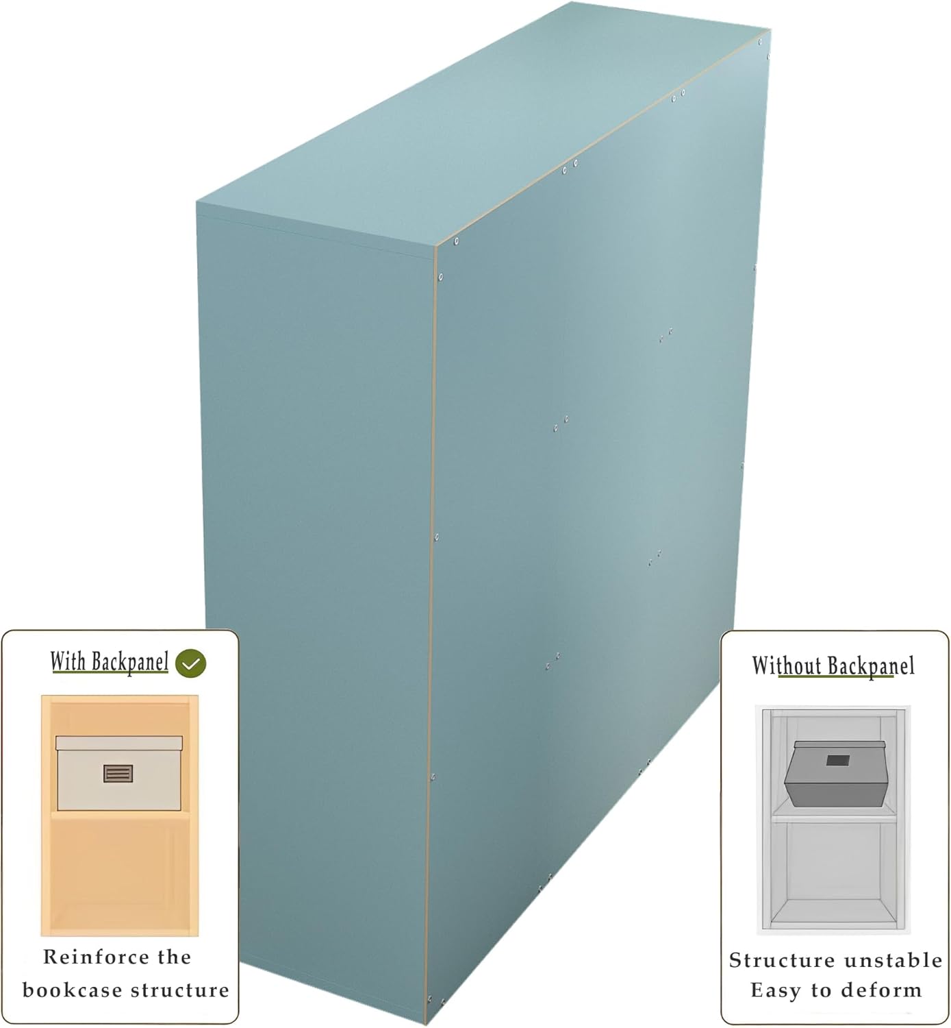 9-Cube Storage Shelf Bookcase - Wooden 3-Tier Floor Standing Open Bookshelf for Home and Office, Display Cabinet, Light Blue