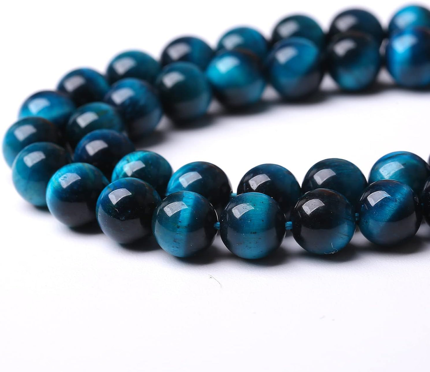 120PCS 6mm Blue Tiger Eye Gemstone Loose Beads Natural Round Loose Stone Beads for Jewelry Making DIY Bracelet Necklace Earrings 2 Strand 32"
