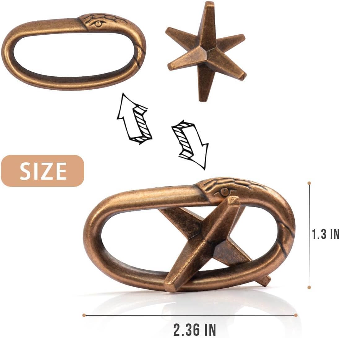 Fun Metal Brain Teaser Puzzle Games - 4 Pcs Adults Mind Travel 3D Toys -Teens IQ Insight Challenge - Logic Educational Gift（with Storage Case and Instructions）