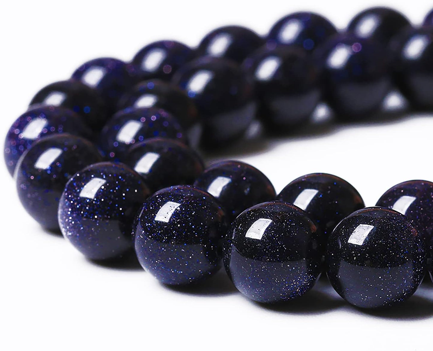 38PCS 10mm Blue Sandstone Gemstone Beads Beads Natural Stone Round Loose Beads for Jewelry Making DIY Bracelet Necklace 15" Inch