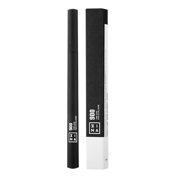 3INA The 24H Pen Eyeliner 900-24 Hour Wear - Matte Finish - Fine Tip Longwear Black Liquid Liner - Smudgeproof, Flake Proof Eye Makeup - Cruelty Free, Paraben Free and Vegan Cosmetics - 0.04 Fl. Oz