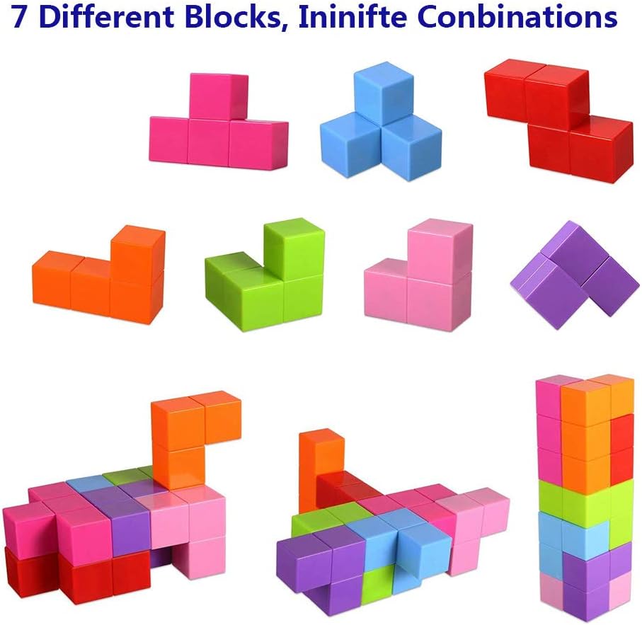 Magnetic Soma Cube Block- Children's Educational Toys Magnetic Tiles for Kids Stress Relief Toy Puzzle Cubes to Develops Intelligence, Ideal for Birthday Gifts (Opaque)