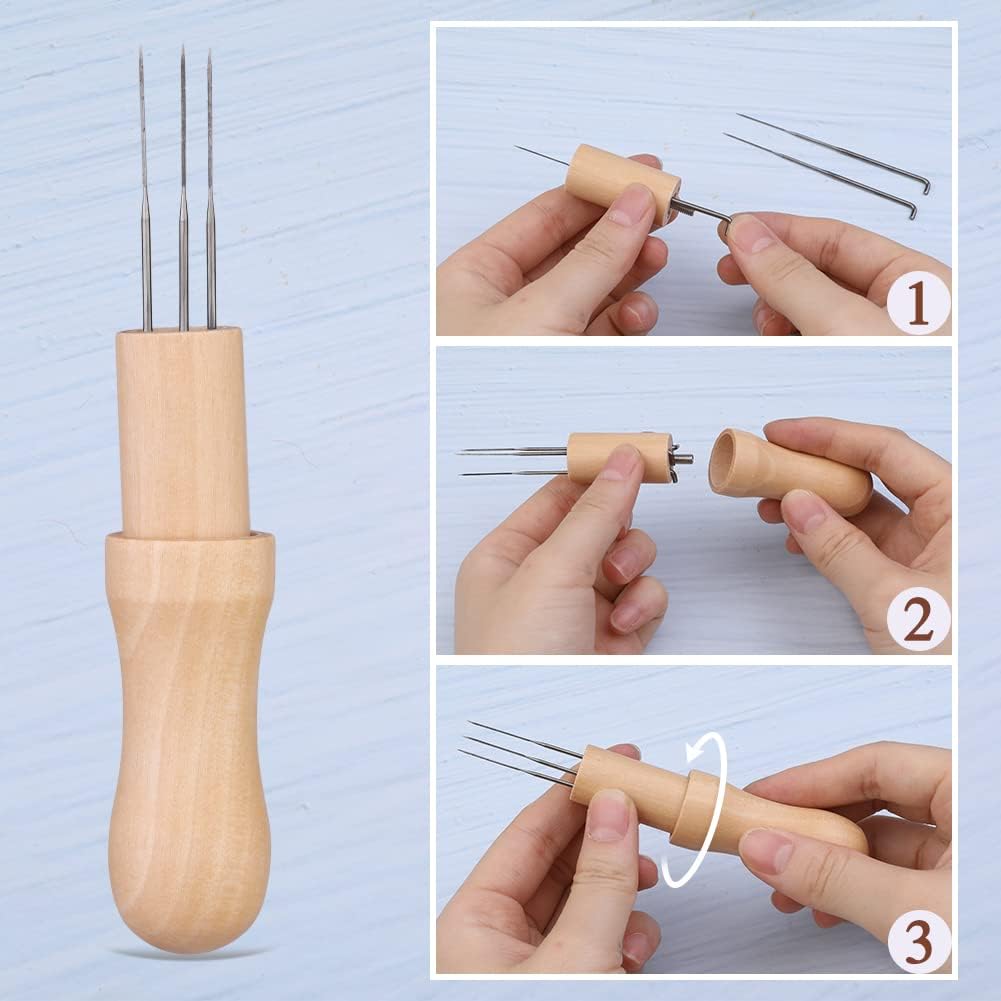 Mayboos Wool Felting Tool Kit - 3 Needles, Finger Protector for Home Craft Work