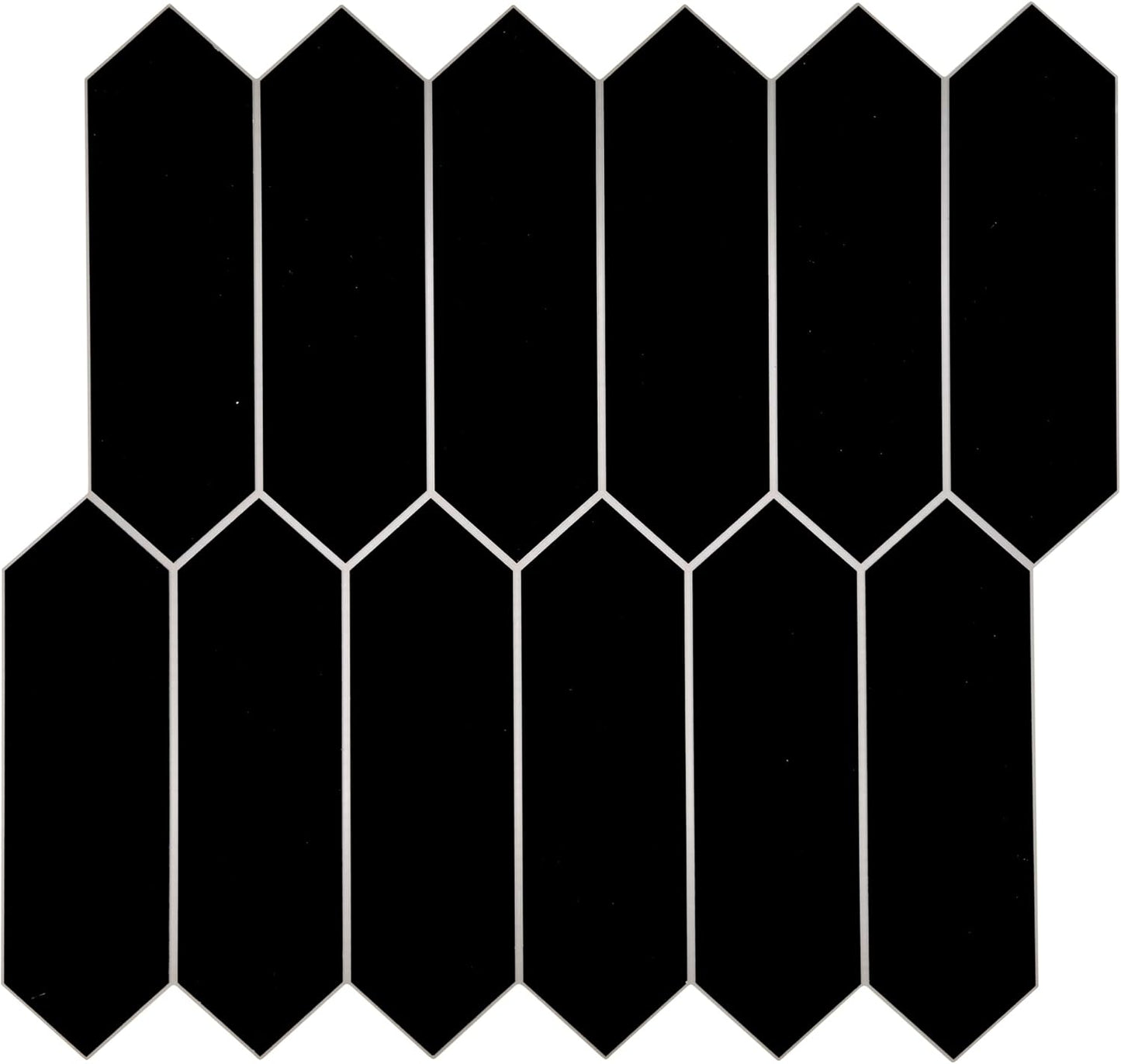 SUNWINGS Backsplash Tile for Kitchen Peel and Stick, Stone Composite Self Adhesive Tiles Long Hexagon Mosaic Wall Tile for Kitchen, 12 Inch x 11.22 Inch 10 Sheets Black Matte