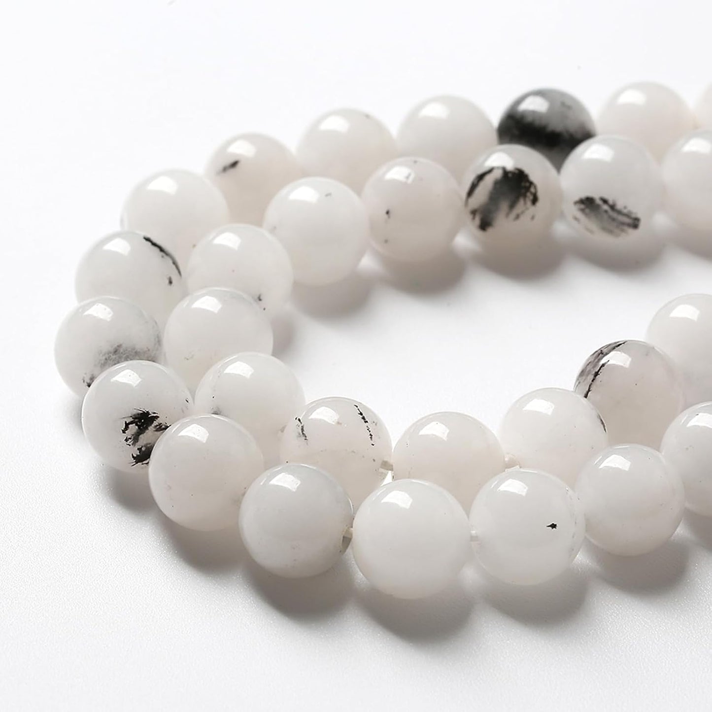 45pcs 8mm Natural Black Rutilated Quartz Crystal Jade Stone Beads for Jewelry Making Energy Healing Power Stone Beads DIY Bracelet Necklace Accessories 15" (8mm, Black Rutilated Quartz Jade)