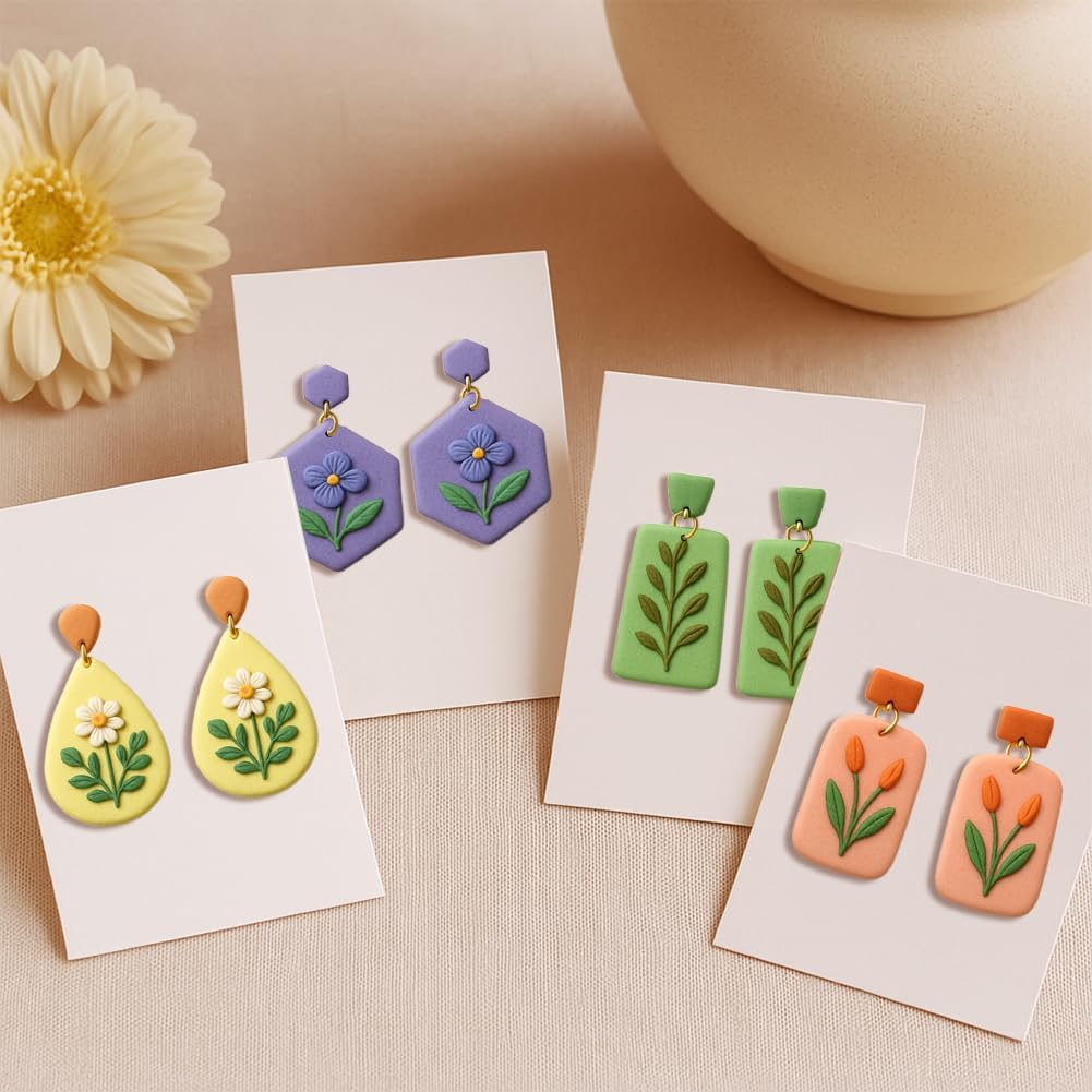 10 Sets Geometric Clay Cutters, 20pcs Shape Polymer Clay Cutting Tools for Earrings Jewelry Making, Clay Jewelry Making Kit