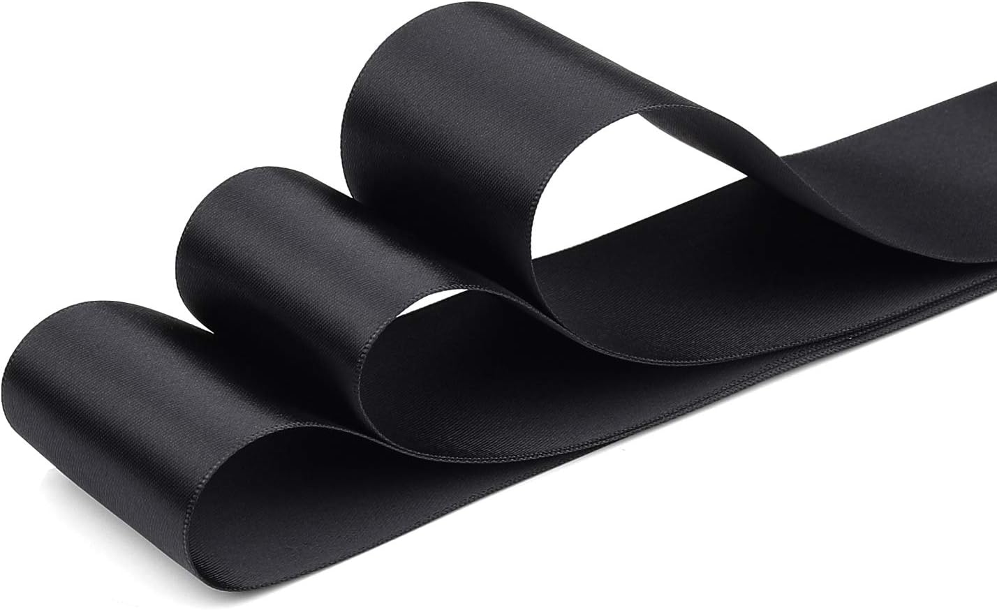 Humphrey's Craft 2 Inch Black Double Faced Satin Ribbon - 20 Yards for Gifts Wrapping DIY Bows Wedding Bouquet Cutting Ceremony Decoration Christmas Tree.