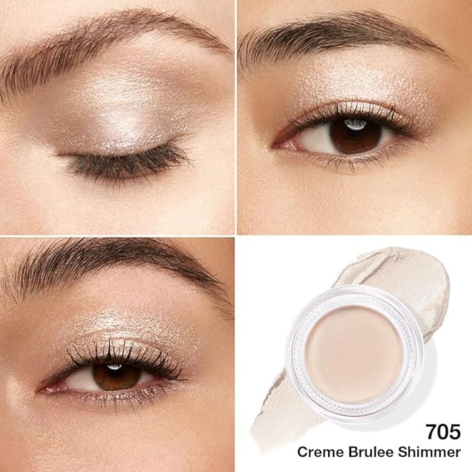 Cream Glitter Brulee Shimmer Metallic Eyeshadow Palette Makeup, Natural Single Mini Instant Holographic Eyeshadow For Older Women, Sombras Crema Para Ojos, Talc, Paraben & Cruelty Free, 705
