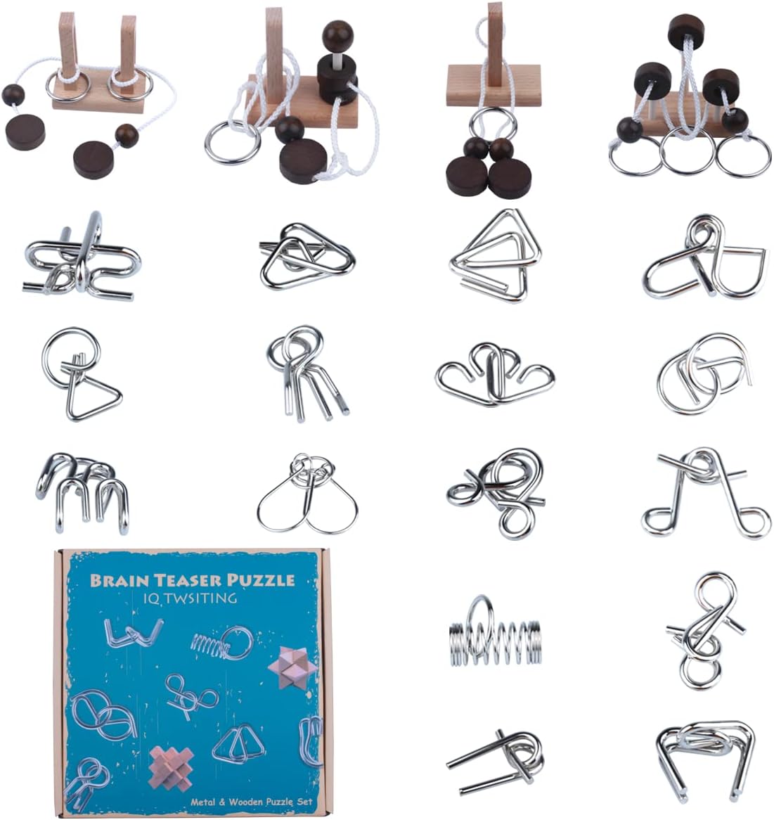 Brain Teaser Puzzle Wooden Threading Rope Loop Puzzle Luban Lock Brain Teaser Game Adult Kids Toy Puzzles for Adults (16)