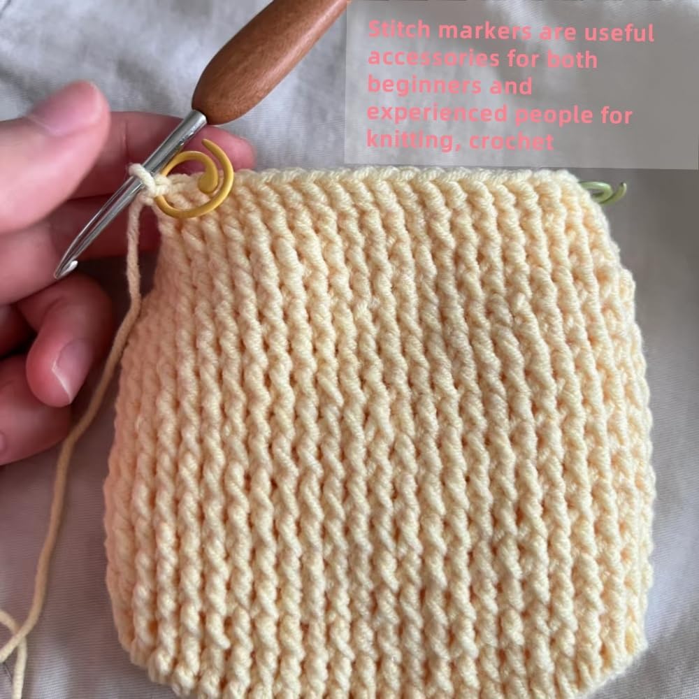 Hilsayum 30PCS Metal Stitch Markers Helical-Shaped Crochet Markers Ring Multicolor Crochet Locking Markers for Knitting and Crocheting (Multicolor)