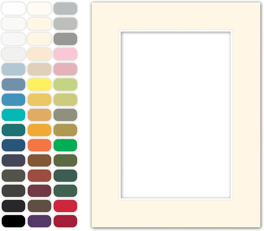 Poster Master Antique White Matboard – 4-Ply Acid-Free Picture Mat Board with 45° Beveled Cut, Made in USA, Custom Cut to Any Size, 1/16" Thickness for Framing & Displays
