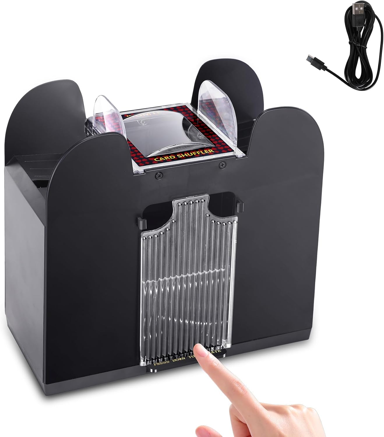 Automatic Card Shuffler 6 Deck Electric Heavy Duty Card Shuffler for Cards,USB/Battery Operated,Perfect for Poker, UNO,and Card Games