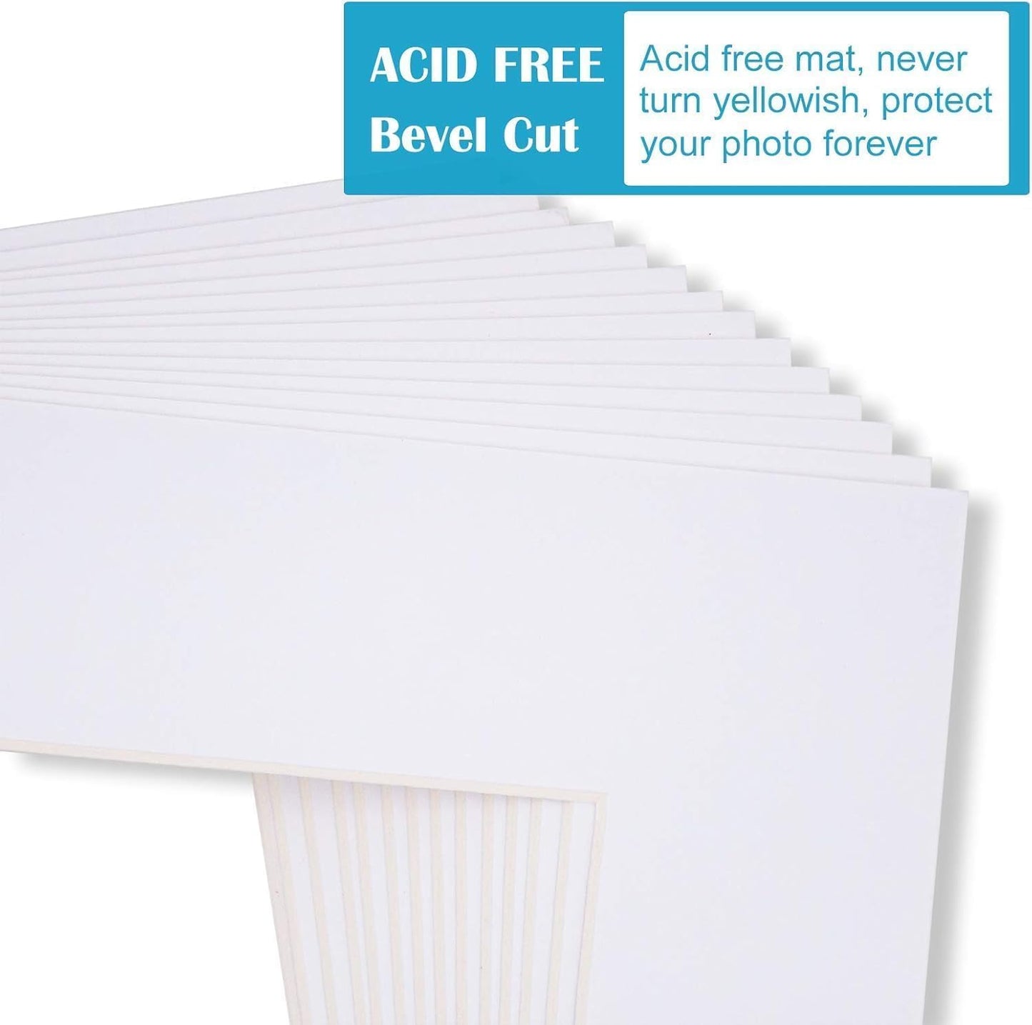 Egofine 6x8 White Picture Mats Pack of 11, Frame Mattes for 5x7 Pictures, Acid Free, 1.2mm Thickness, with Core Bevel Cut