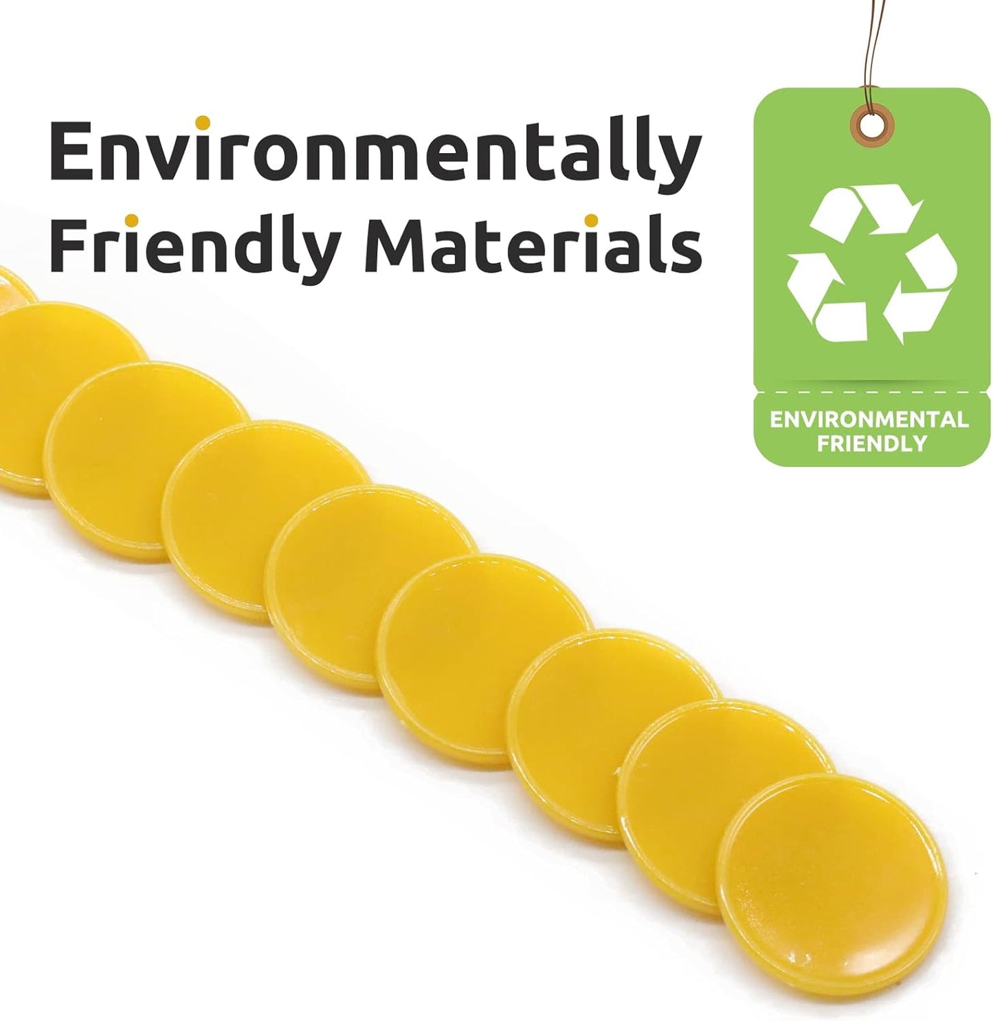 Set of 100 Opaque Plastic Learning Counters Mini Poker Chips Game Tokens with Storage Box (Goldenrod, 1.26 Inch)