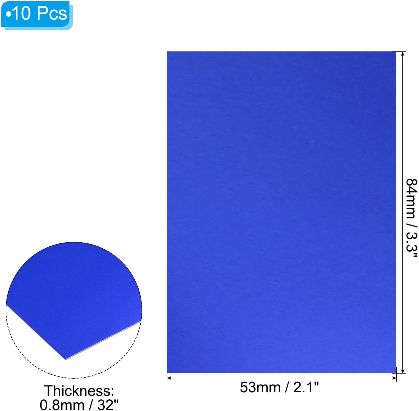 PATIKIL 3.3x2.1x1/32inch Anodized Aluminum Sheet, 10Pcs Metal Rectangle Aluminum Plate 0.8mm Thick Engraving Blanks for Laser Engraving DIY Decorative Crafting Home Decoration, Blue