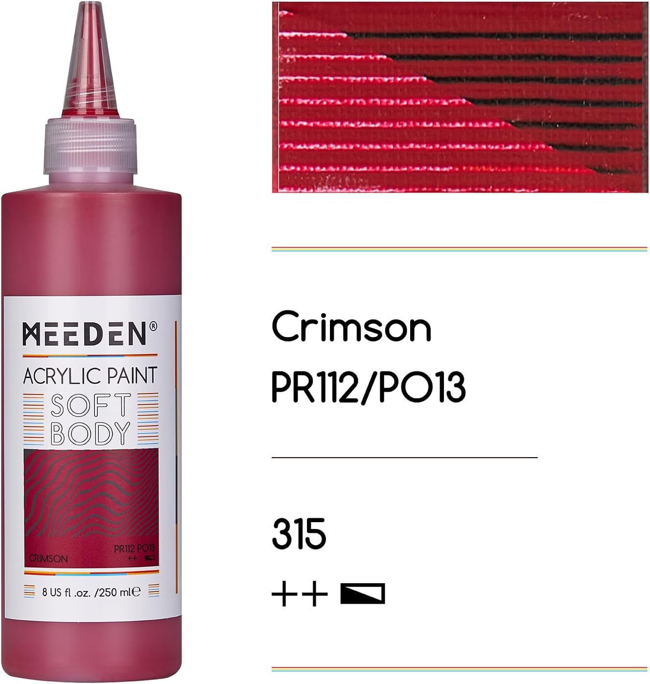 MEEDEN Soft Body Acrylic Paint: Crimson Red Matte Finish - 250ml/8.45oz Bulk Acrylic Colors in Squeeze Bottle - Fluid Flow Art Paints for Artists Canvas Painting