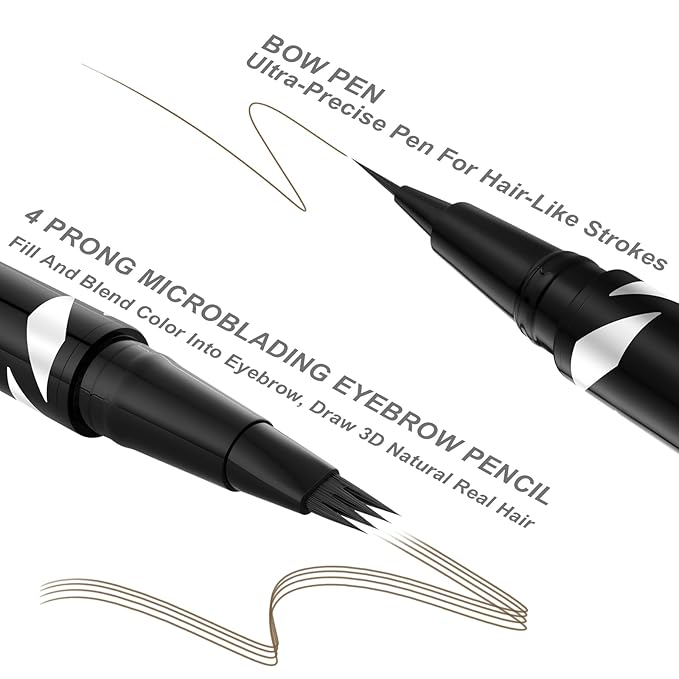 LAVONE Eyebrow Pen,2-IN-1 Dual-ended Waterproof Eyebrow Pencil,with 4 Tip Microblading Eyebrow Pen and Ultra-Precise Brow Pencil,Dual-ended Eyebrow Brush,Eyebrows Makeup for Natural Looking-Ash Brown