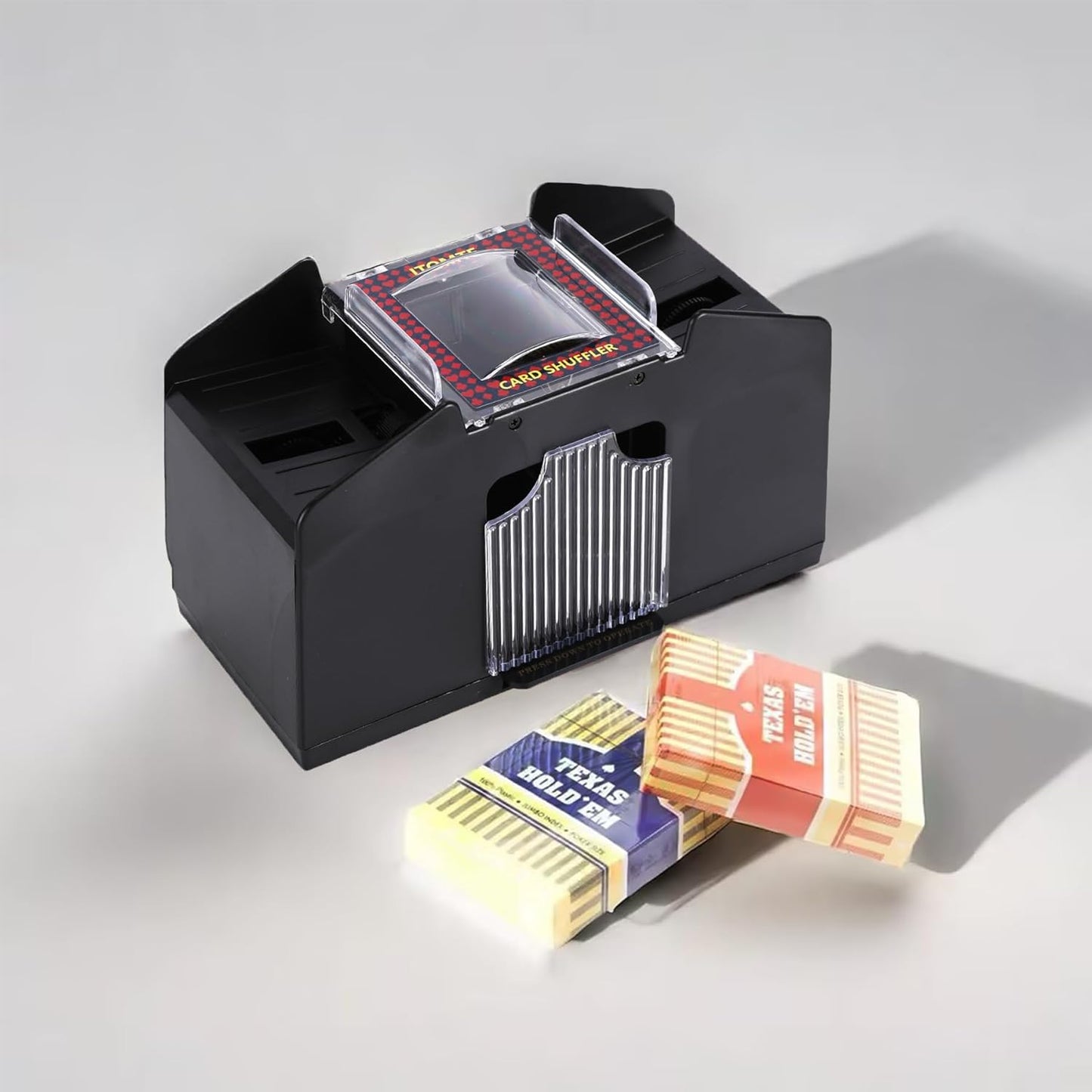 ITOME Automatic Card Shuffler, 2/4/6 Decks Electric Heavy Duty Card Shuffler for Cards Rechargeable and Battery Operated Perfect for Poker, UNO and Card Games