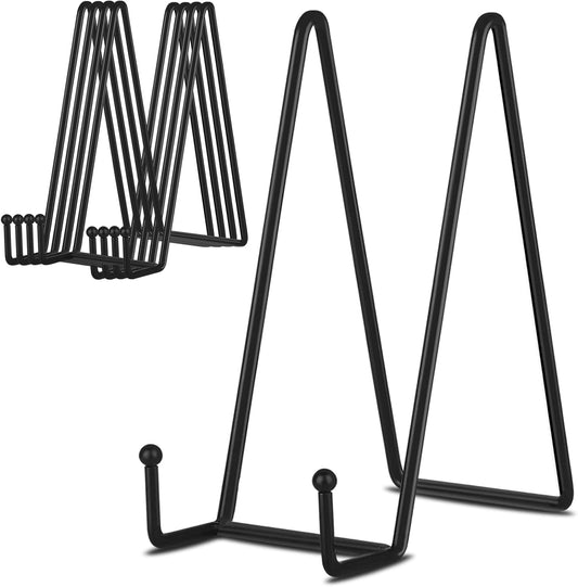 Decolore 8 Inch 5 Pack Black Metal Display Stands Plate Stand Plate Holder Display Stands for Picture, Decorative Plate, Book, Photo Easel, Artistic Work
