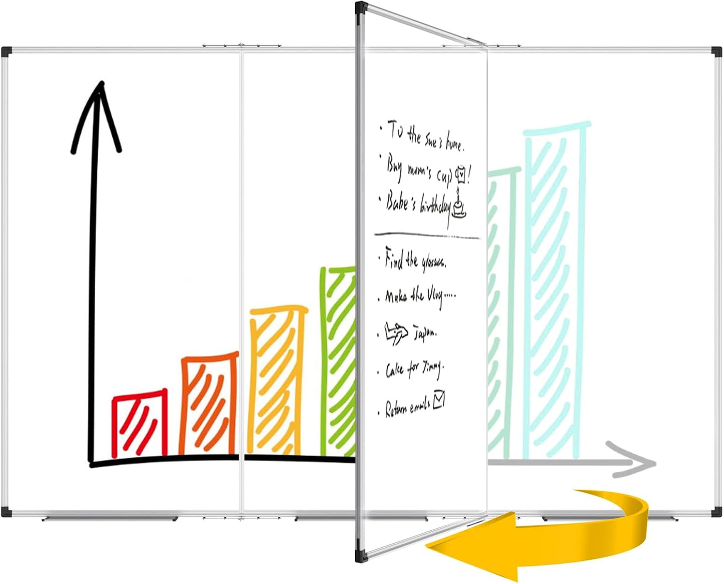 XBoard Magnetic Whiteboard 96 x 48 Inch, Giant Foldable Dry Erase White Board for Wall with Marker Tray 8' x 4' | Aluminum Frame Presentation Board
