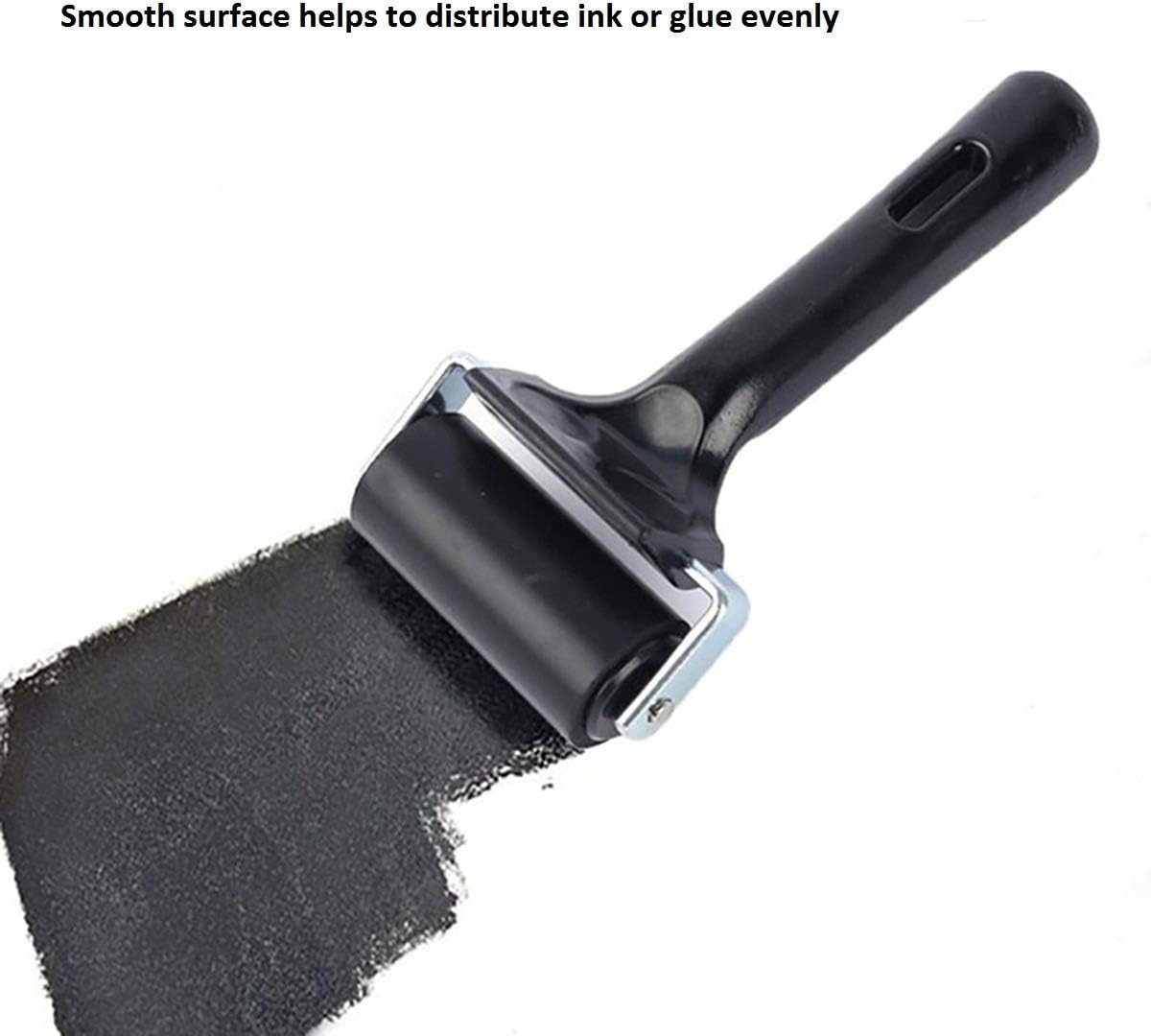 3 Pack Printmaking Brayers - Premium Brayer Rollers for Crafting, Hard Rubber Roller Brayers, Vinyl Roller Ink Paint Brush for Wallpapers Stamping Gluing Application (2.4’’, 4’’, 7.9’’) (Black)