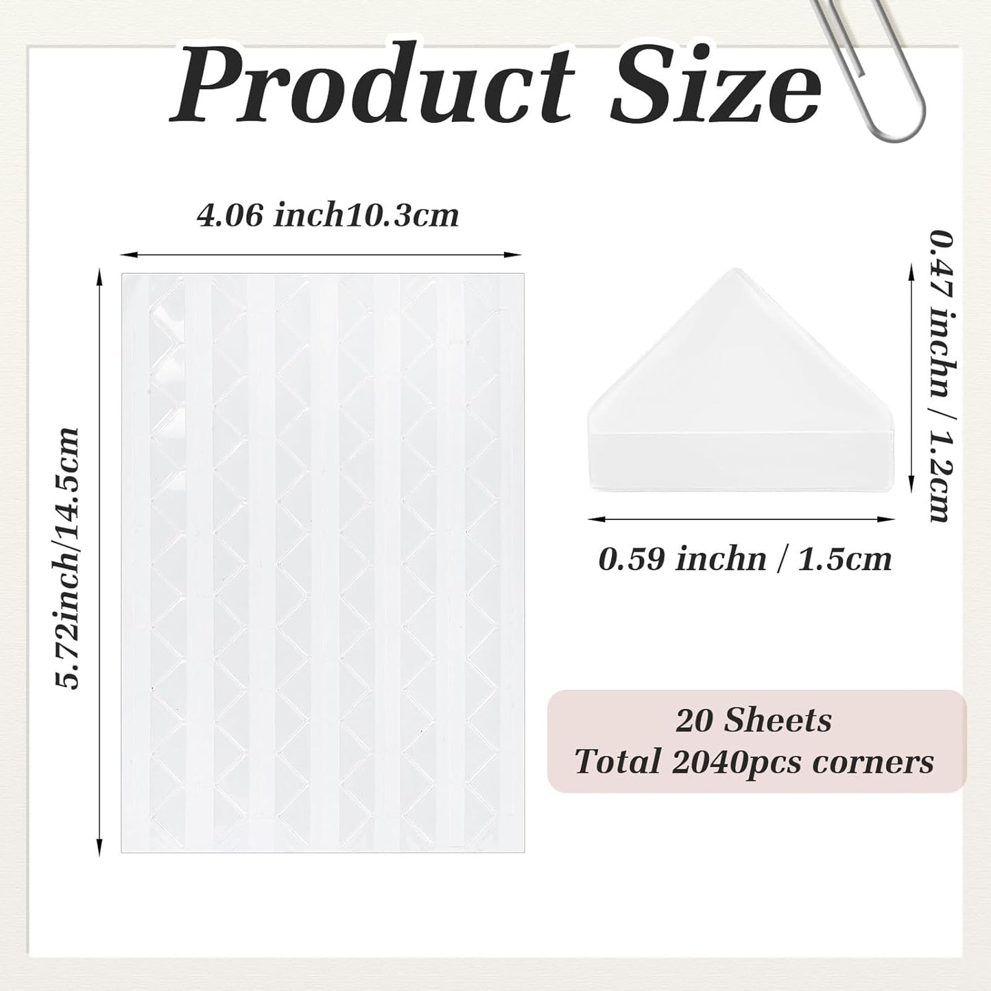 Mabor 2040Pcs Photo Corners for Scrapbooking, Self Adhesive Scrapbook Photo Corner Stickers, Clear Picture Mounting Corners Stickers for DIY Album Journal Memory Books