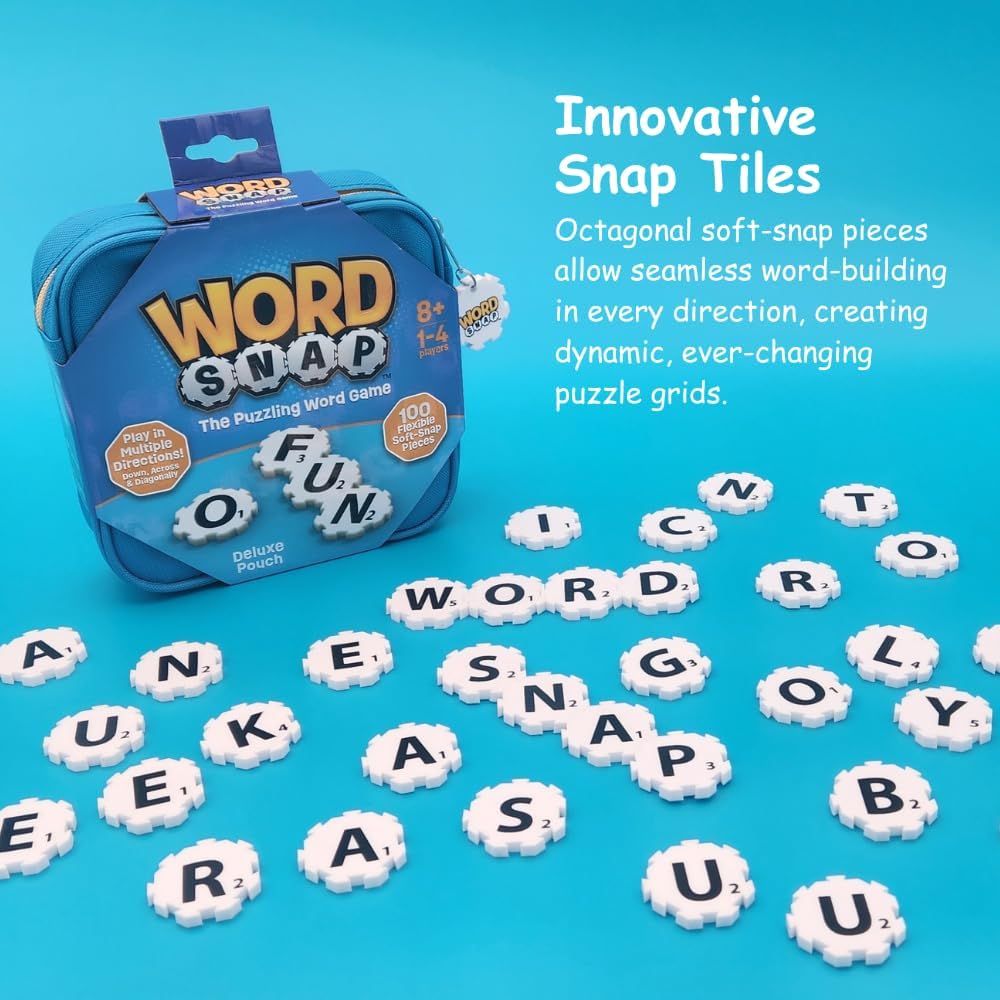 Word Strategy Game with Travel Bag, Word Puzzle for Adults, Family, and Kids, Fun Game for Ages 8+, 1-4 Players