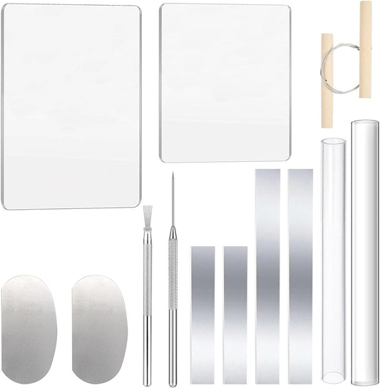 Yayatty Polymer Clay Tools, Acrylic Clay Roller, Acrylic Sheet, Rotary Cutting Mat, Round Polymer Clay Cutters with Clay Slicer Blade for Pottery and Sculpture (13 PCS)