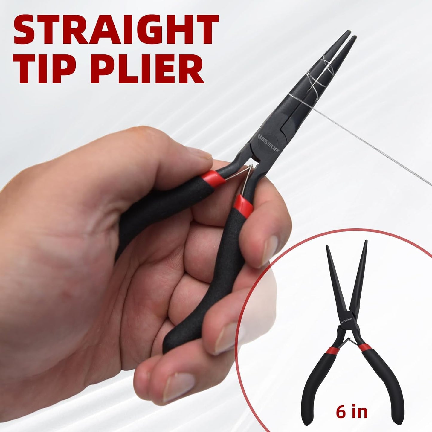 WISEUP 6" Mini Needle Nose Pliers Set，2-Piece Small Long Reach Bent Needle Nose Pliers for Jewelry DIY Craft，Repair & Wire Wrapping