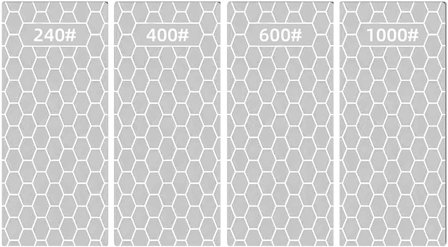 Diamond Sharpening Stone for 4 PCS Diamond Plate Honing Stone for Kitchen Sharpening Dull Knives Grindstone, 240/400/600/1000 Grit