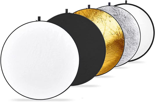 NEEWER 12"/30cm Light Reflector Light Diffuser 5 in 1 Collapsible Multi Disc with Bag - Translucent, Silver, Gold, White, and Black for Photography
