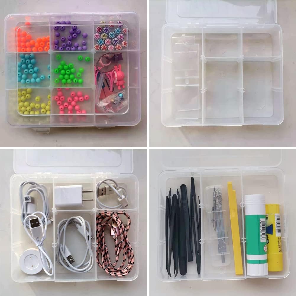 9 Grids Plastic Storage Compartment Organizer Container with Adjustable Dividers for Crafts, Earrings, Screws, Nail, Pins and More (1)