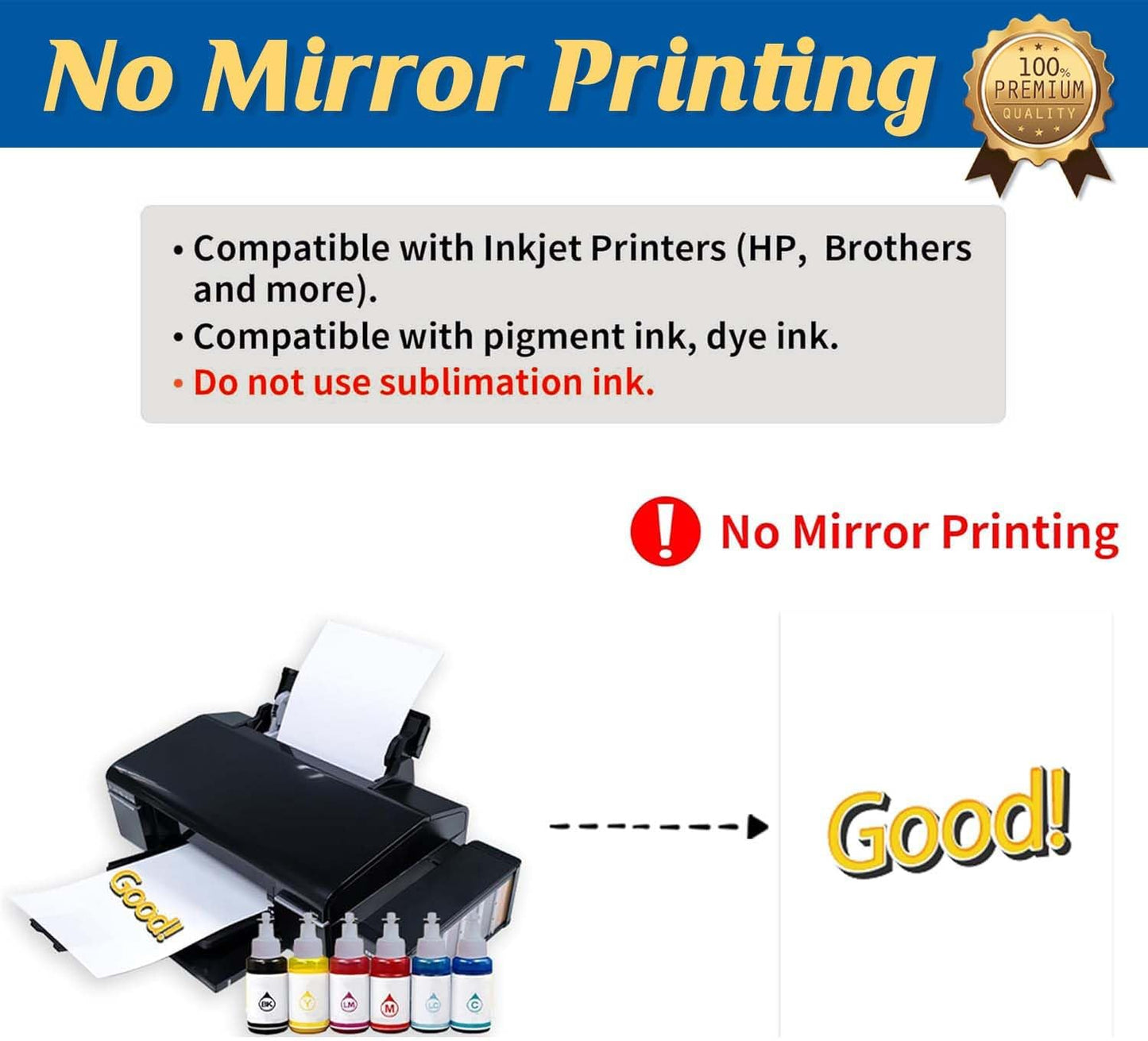 TransOurDream Heat Transfer Paper for Dark T Shirts (50 Sheets, 8.5x11", Dark 1.0) Iron on Transfers Paper for Inkjet Printer Printable Heat Transfer Vinyl for Dark Fabrics