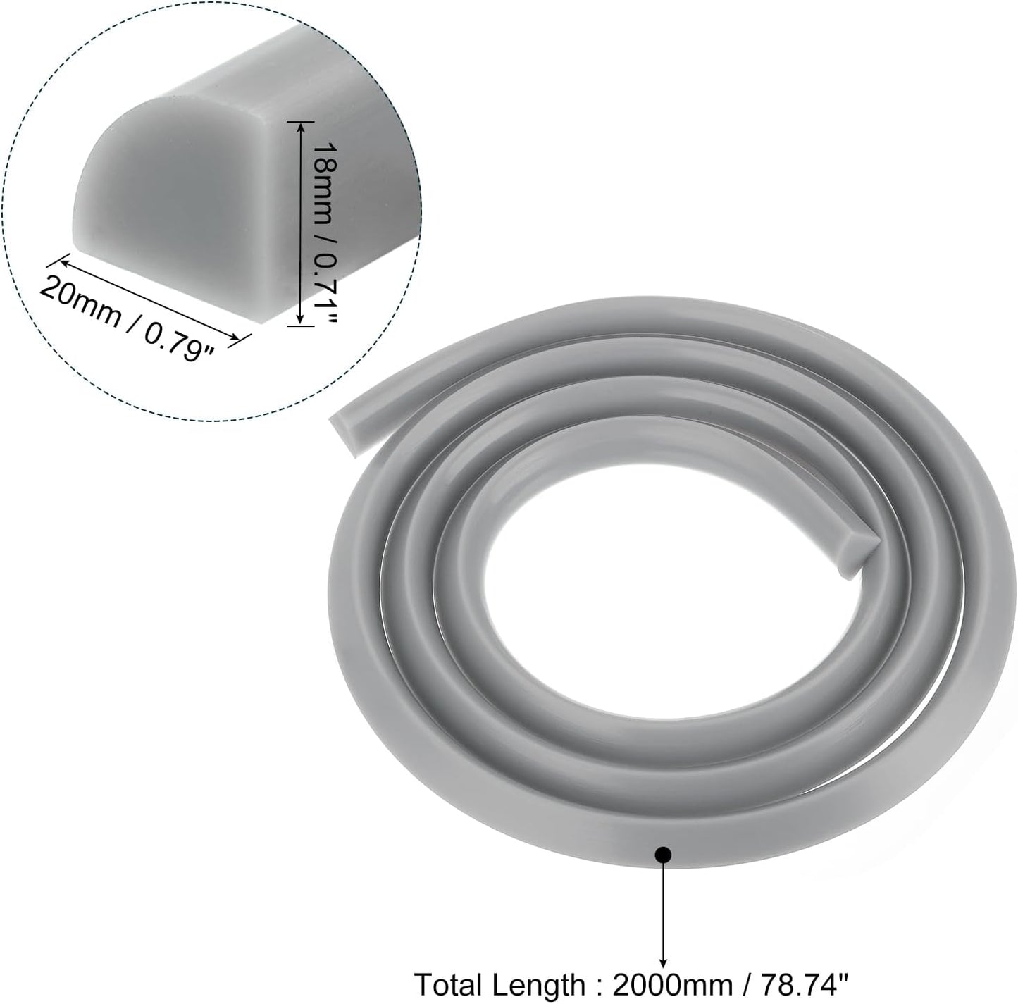 uxcell Flexible Molding Trim, 79 Inch Flexible Quarter Round Molding Silicone Peel and Stick Trim Self Adhesive Shower Water Barrier for Corner Decor Bathroom Kitchen, Grey