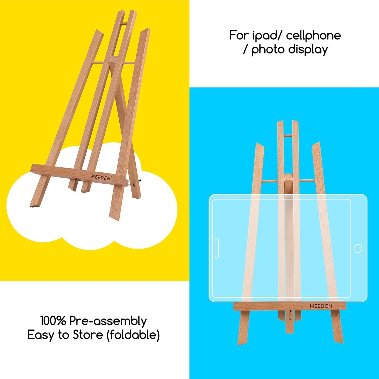 MEEDEN Table Easel Stand for Display: 3 Pack 20 Inch Art Beech Wooden Tabletop Easel for Sign Painting - Small Canvas Stand for Adults