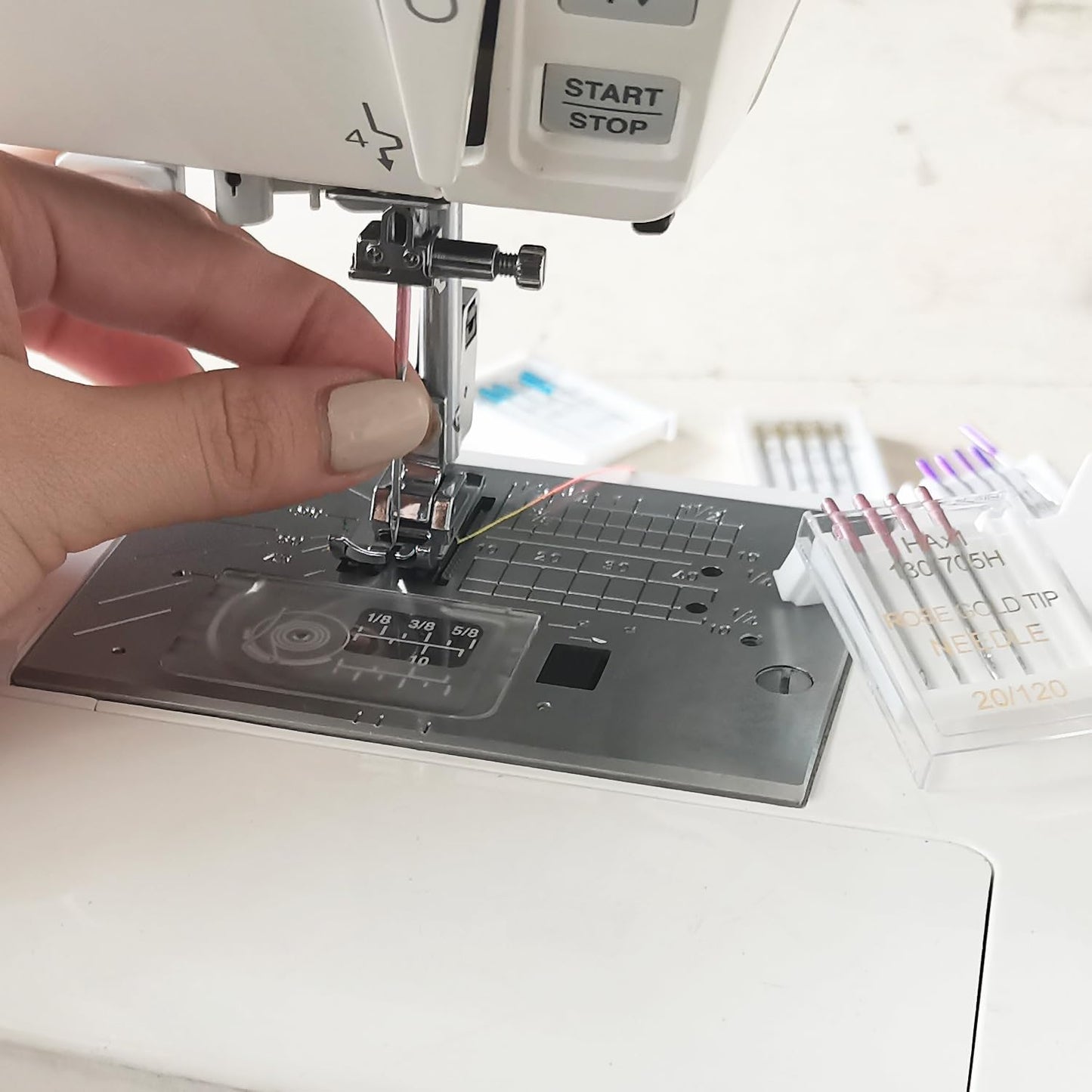 HONEYSEW 60 Pieces Sewing Machine Needles Universal Regular Point Machine Needles for Home Sewing Machine Compatible with Singer, Brother and Old Sewing Machine (Rose Gold,Size 20-60PCS)