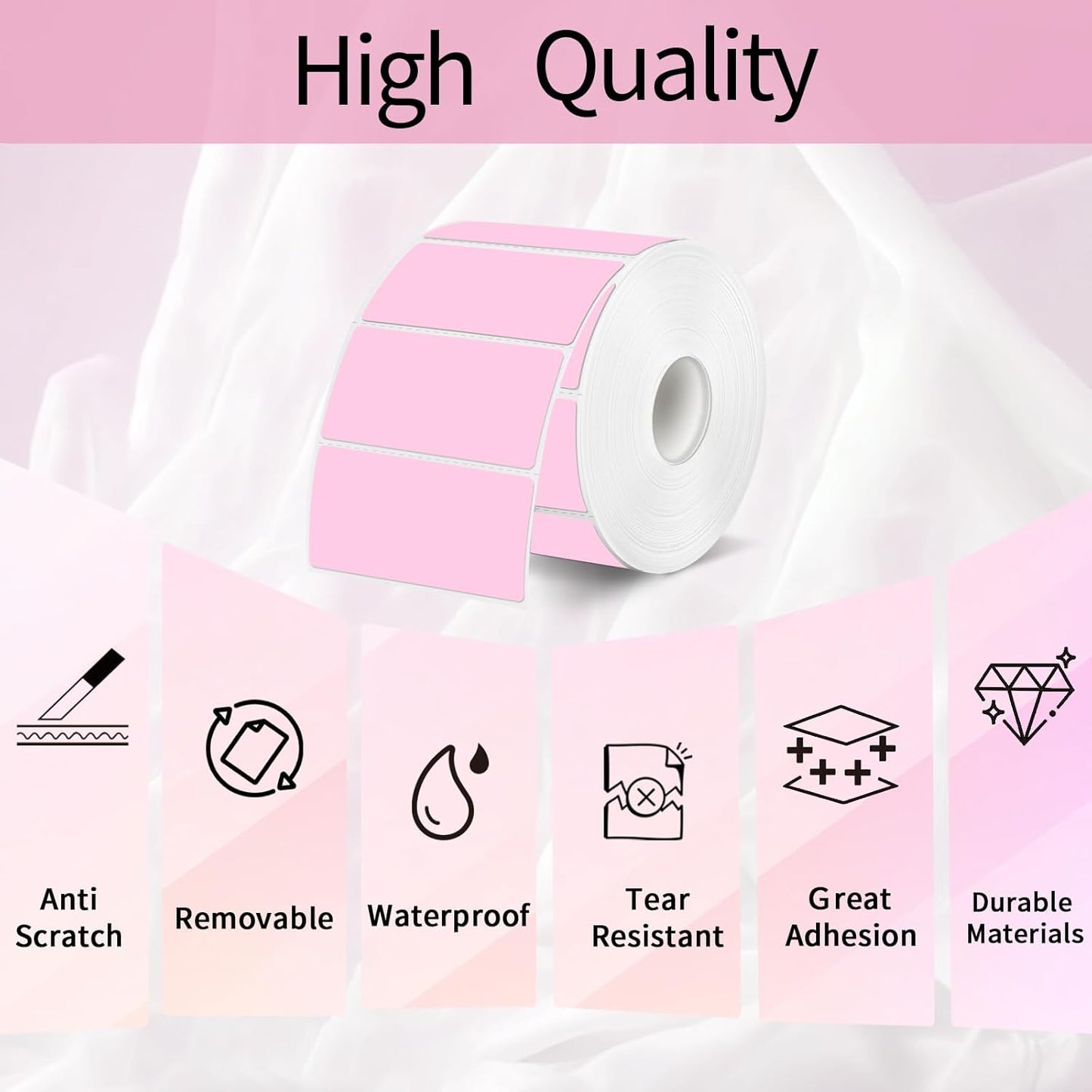 STARLIBOO 3x2 inch Color Direct Thermal Label Stickers for Shipping, Barcode, Address, Compatible with Rollo Label Printer & Zebra Desktop Printers (Pink)