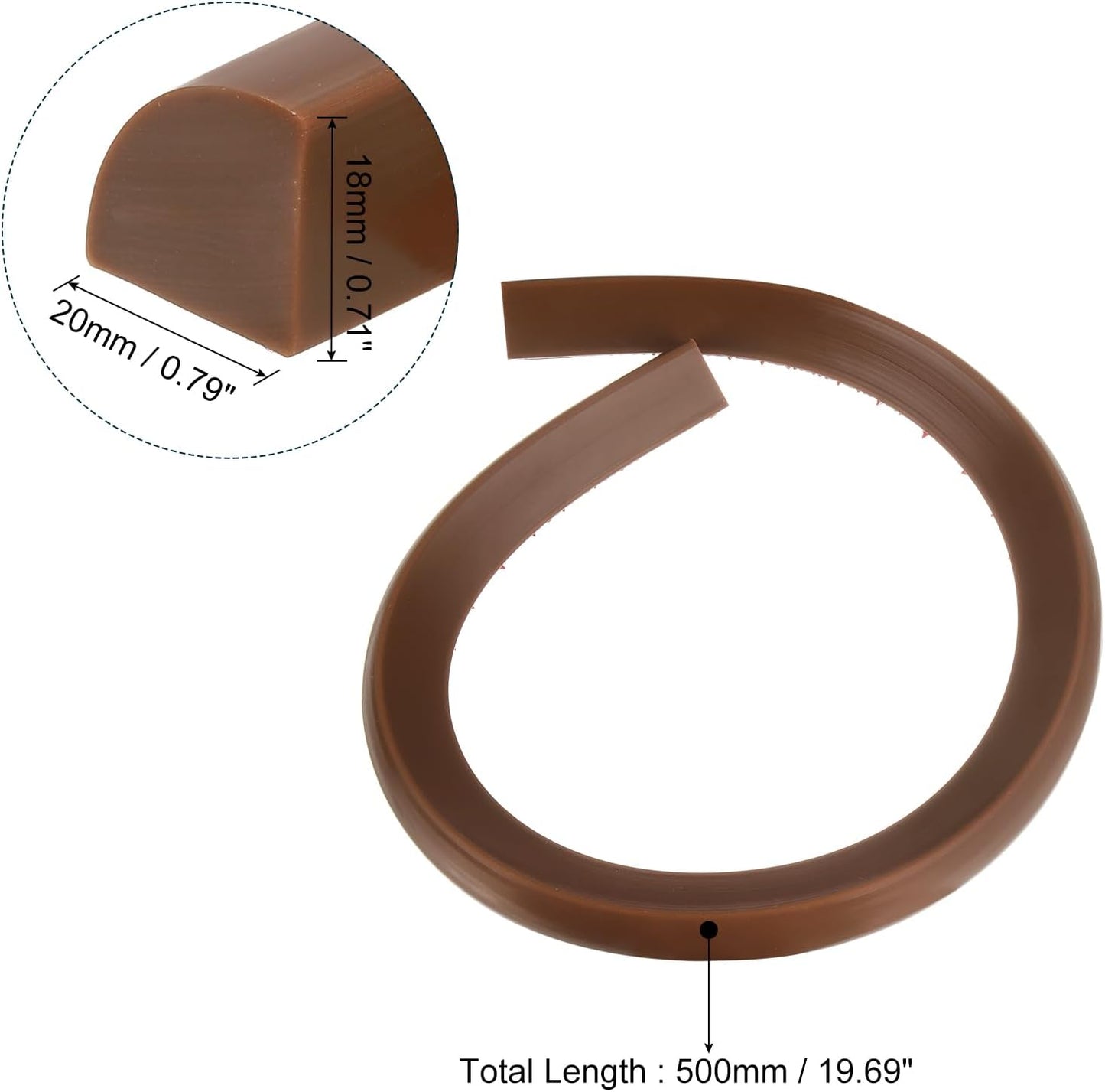 uxcell Flexible Molding Trim, 20 Inch Flexible Quarter Round Molding Silicone Peel and Stick Trim Self Adhesive Shower Water Barrier for Corner Decor Bathroom Kitchen, Brown