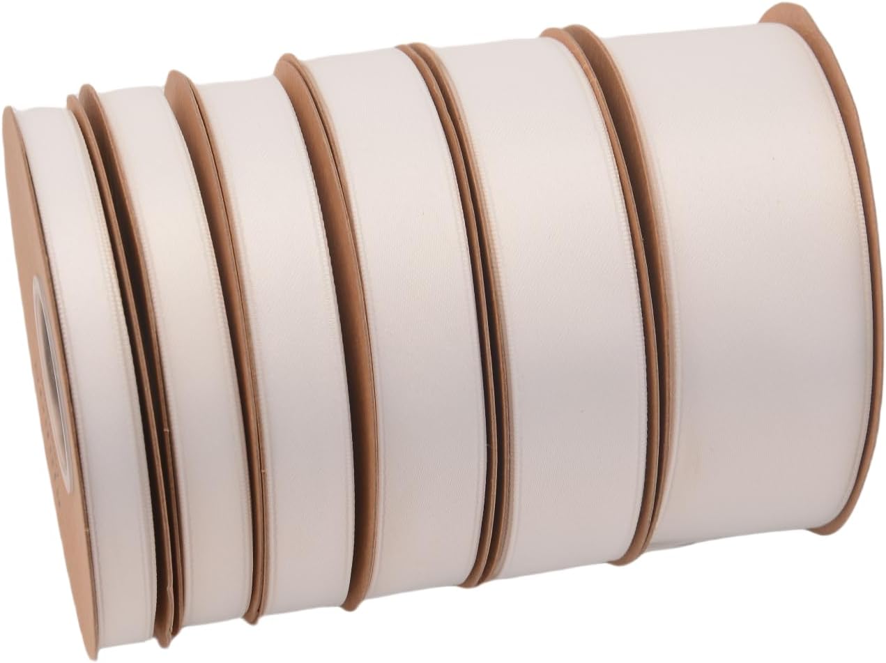 Double Side Satin Ribbon, Continuous 20 Yards,Use for Craft Bows Bouquet, Gift Wrapping, Wedding Decoration, Floral Arrangement (White, 4/5 inch)