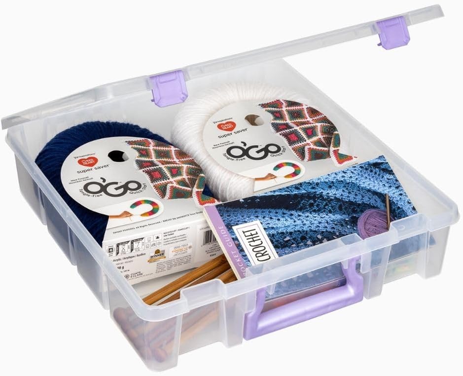 ArtBin 6955JS Super Satchel Compartment Box Clear Craft Organizer Storage Case - Purple, Pack of 1