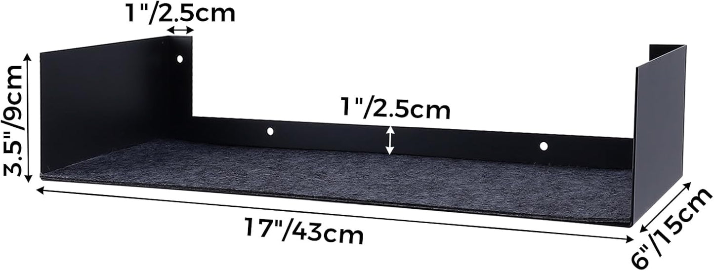 U Shape Floating Shelves Wall Mount Metal Bookshelf CD DVD Storage Display Shelves, Black Set of 3