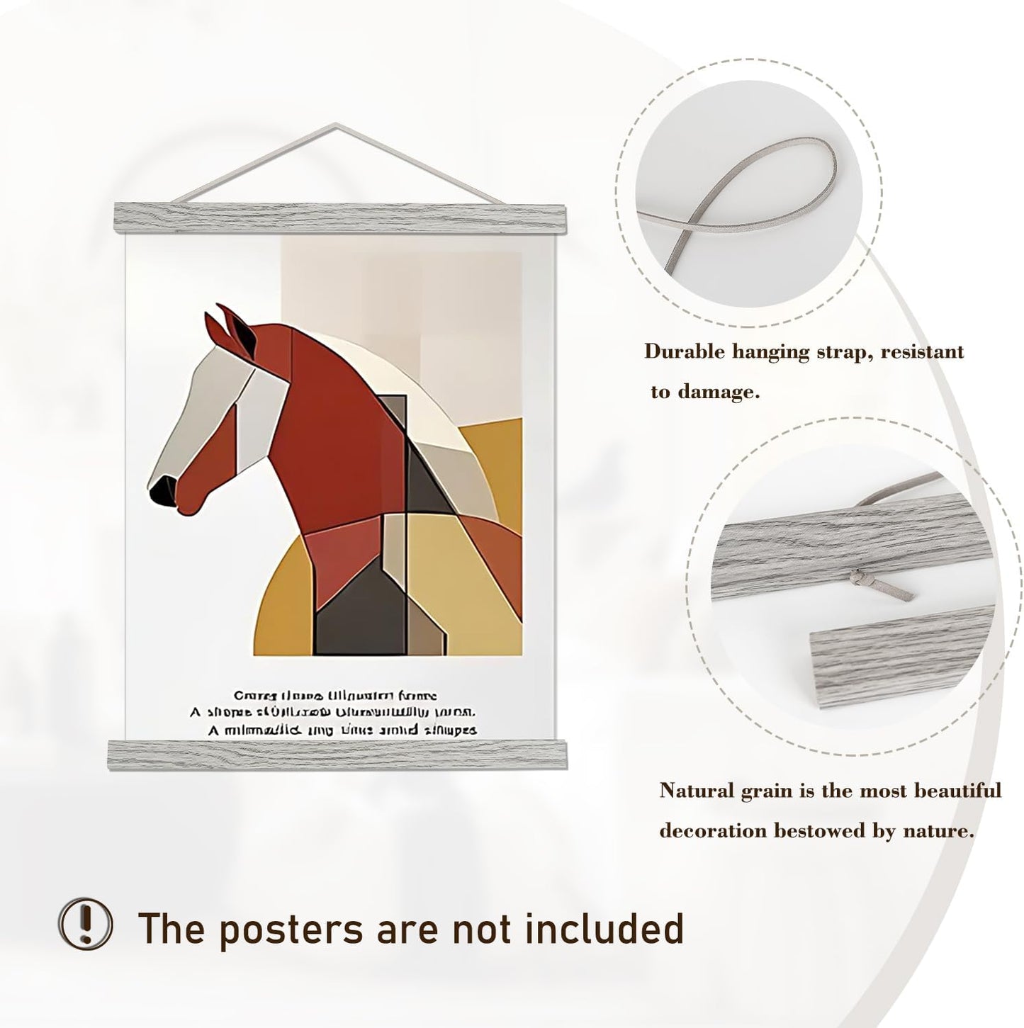 Artmag Magnetic Poster Hanger Frame, 11x14 11x17 Light Wood Wooden Magnet Canvas Artwork Print Poster Hangers Frames Hanging Kit (Grey, 11")