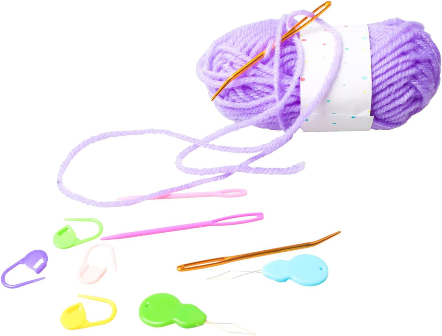 Hekisn 45Pcs Large Eye Blunt Yarn Needles kit, Assorted Sizes Bent Tapestry Darning Needle, Sewing Needles with Needle Threaders & Stitch Markers for Knitting Crochet (Purple&Blue)